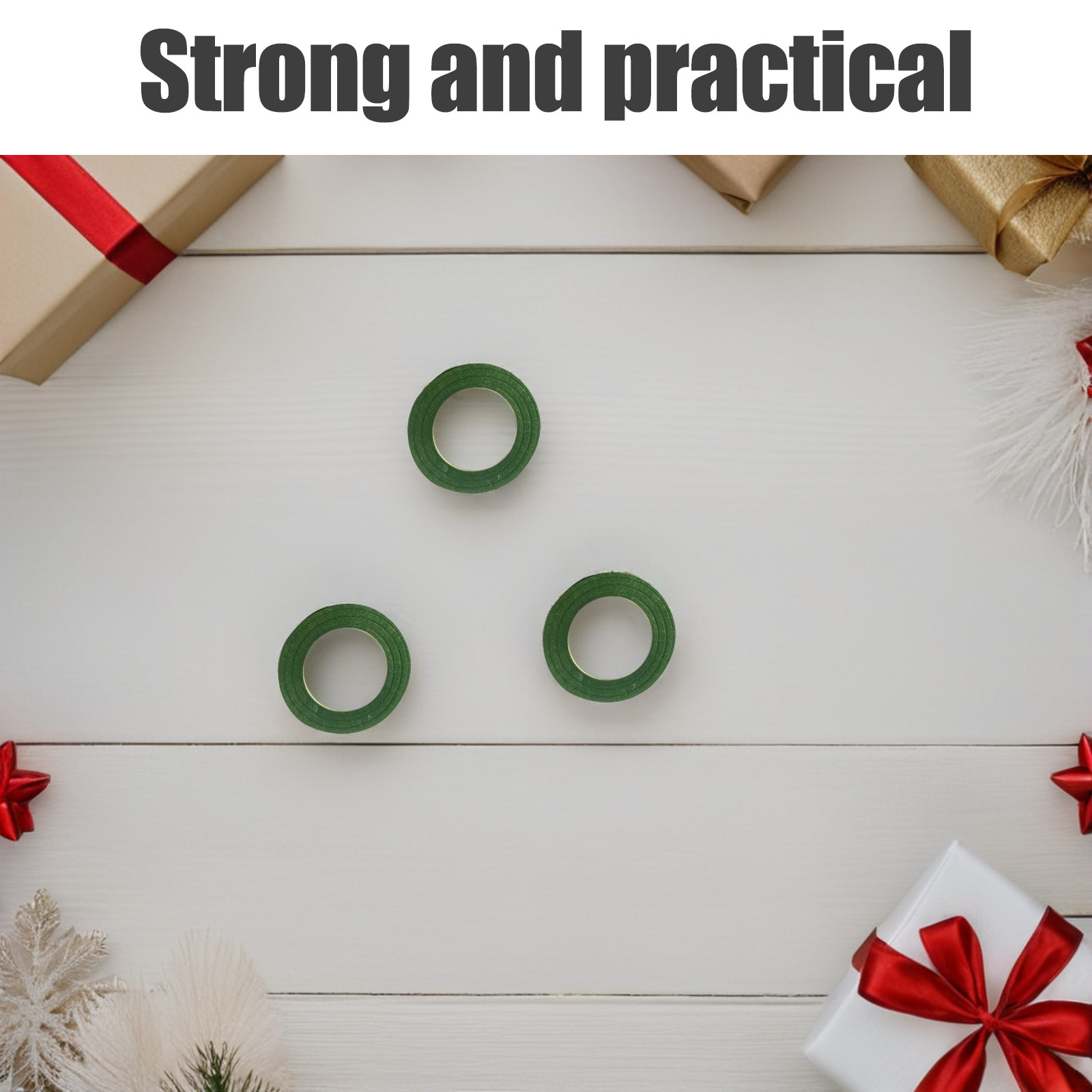 Floral Tape Green - 3 Rollen Kranzband Blumenstiel-Wickelband DIY Deko