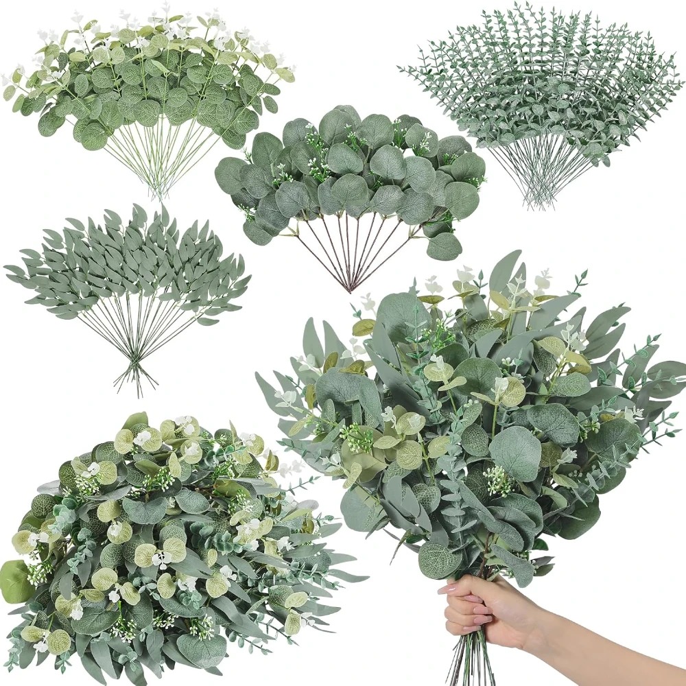 Eucalyptus Preserved - 20 Stück Eukalyptusblätter, Stiele, künstlicher Pflanzenstrauß,