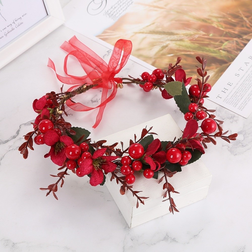 Floral Tape Green - Große Rote Beerengirlande Rote Blumen Grüne