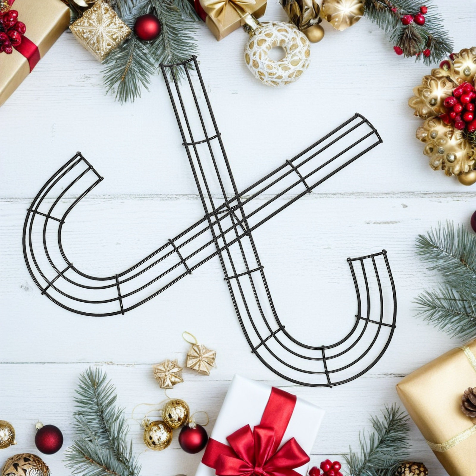 2 Stück Weihnachts-J-förmiger  – Wreath Form Wire Bewertung und Preis